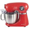 SWISS HAUS - Impastatrice multifunzione - 1000W - 12 velocità - Ciotola in acciaio inox da 5L - Frusta, frusta e gancio impastatore - Collezione Lake Geneva Rosso - Testa sollevabile di sicurezza
