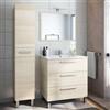 Dmora set Mobili Bagno Noxon Marrone Rovere Specchio Incluso 4 Cassetti, 2 Ripiani