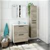 Dmora set Mobili Bagno Ledger Marrone Rovere Specchio Incluso 2 Cassetti, 2 Ripiani