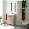 Dmora set Mobili Bagno Hysham Marrone Rovere Specchio Incluso 8 Ripiani, 3 Ante