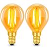 Caldarax Lampadina Vintage Edison LED E14, 2W LED Filamento Equivalente a 20W, Vetro Ambrata Luce Bianca Calda 2200K, 200LM, Non Dimmerabile, Mini Globo G45, Lampadine Decorativo Retro Stile, 2 Pezzi