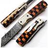 DAMASKUS KLINGEN UND MESSER Coltello Pieghevole in Acciaio Damasco Fatto a Mano con Guaina Nuovo Modello con Manico Incredibile di Arte con legno di rosa e legno di ulivo Manico interno fatto a Rame e Ottone 9609