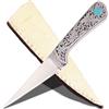 PAL 2000 KNIVES Coltello in acciaio D2 fatto a mano su misura con guaina in pelle - Inciso in 3D (3142)