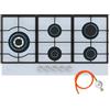 Klarstein Ignito Chef Edition - Piano Cottura a Gas, 5 Bruciatori Sabaf, Vetro Temperato, 3,6 kW, SnapJetIgnition, Adatto per Wok, Gas Naturale & GPL, 90x5x51 cm, Facile da Pulire