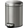mVm Pattumiera Rotonda in Acciaio Inox con Pedale, Coperchio Bombato Soft Close, Secchio Interno Rimovibile, per Bagno e Cucina, 3L