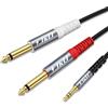 J&D Cavo Stereo da 1/8 a 1/4, 3,5mm TRS a Doppio 6,35mm TS Mono Y-Splitter Adattatore Jack in Nylon Intrecciato per Smartphone Lettore CD Altoparlanti e Sistemi Audio Casa, 1 Metro, Grigio