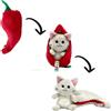 Globe & Barbo Toys Peluche 2-in-1 a forma di gatto e peperoncino - Giocattolo trasformabile e coccoloso