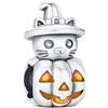 BOIGEGU Ciondolo in argento Sterling per braccialetti e collane Pandora | Ciondolo in argento 925 per Halloween, vintage, zucca, scheletro, teschio, ragno, fantasma, cappello da strega, perline