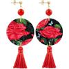 Lebole Maison Orecchini The Tasselled Circle Classico Fiore Rosso Nappa Rubino