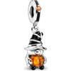 BOIGEGU Ciondolo in argento Sterling per braccialetti e collane Pandora | Ciondolo in argento 925 per Halloween, vintage, zucca, scheletro, teschio, ragno, fantasma, cappello da strega, perline