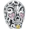 BOIGEGU Ciondolo in argento Sterling per braccialetti e collane Pandora | Ciondolo in argento 925 per Halloween, vintage, zucca, scheletro, teschio, ragno, fantasma, cappello da strega, perline
