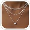RIXERKOC 2/3 PCS Collana Donna, Collana Girocollo Multifilo Regolabile Placcata Oro 18K Catena Stratificata con Ciondolo CZ Gioielli Regali per Donne Ragazze