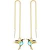 HMOOY Orecchini ColibrÌ, Orecchini Infila ColibrÌ Oro Orecchini Pendenti Goccia ColibrÌ con Nappa Catena Lunga Gioielli ColibrÌ per Donne Ragazze (Oro-blu)