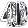 MARJS Charm per 40° compleanno anniversario quaranta, in argento Sterling 925, compatibile con braccialetti Pandora ed europei