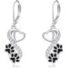 VONALA Orecchini da donna a forma di zampa di cane, in argento Sterling, chiusura a monachella, a forma di cuore, idea regalo di compleanno