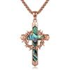 CUPENDA Collana con ciondolo a forma di croce, in argento Sterling 925, turchese, conchiglia di abalone, crocifisso, protezione religiosa, gioiello per uomo e donna