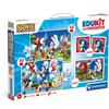 CLEMENTONI S.P.A. Clementoni Edukit 4 In 1 Sonic Set Giochi Da Tavolo Memo Puzzle 30 e 48 Pezzi 6 Cubi 18318