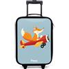 NoBoringSuitcases.com NoBoringSuitcases© Valigia Per Bambini Compatto Bagaglio Ultraleggero | 48x31x19 cm - Trolley A Mano Rigidi LED Ruote Valigie Bimbi - Ragazzo - Volpe - Aereo - Mosche