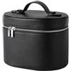 Peosaard Borsa per trucchi in pelle, Borsa per trucchi con cerniera con divisori e maniglia, Organizer cosmetico portatile impermeabile per casa e viaggio, 6, 0×5, 7×3, 1 pollici, Nero, Cosmetici in pelle