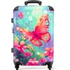 NoBoringSuitcases.com NoBoringSuitcases© Valigia Medio Bambini Trolley Rigido Media Da Viaggio | 67x43x25 cm - Leggera Ruote Valigie Per Bimbo Suitcase Luggage M Leggero Farfalla - Fiori - Colorato