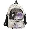 Neptuiby Zaino Ita Borsa Ita a pois di stelle con 3 modi di trasporto, Zaino Kawaii nero con tasca trasparente, per scuola, viaggi, cosplay, eventi di concerti