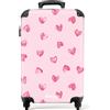 NoBoringSuitcases.com NoBoringSuitcases© Valigia Cabina Bambino Bambini Trolley Da Viaggio | 55x35x20 cm - Bagaglio A Mano Aereo Rigido Leggerissimo 4 Ruote Valigie Cuori - Acquerello - Rosa