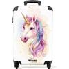 NoBoringSuitcases.com NoBoringSuitcases© Valigia Cabina Bambino Trolley Bambini Da Viaggio | 55x35x20 cm - Bagaglio A Mano Valigie Per Carry On Leggere Aereo Ruote Unicorno - Fiabesco - Pastello
