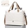 WEPLAN Borsone da Viaggio Bagaglio a Mano 45x36x20 Easyjet Borsa da Cabina | Borsa da Viaggio con Scomparto Scarpe Borsone Palestra Borsa da Weekend Donna Borsa Parto Ospedale Mamma,C01-Beige Marrone