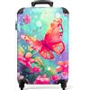 NoBoringSuitcases.com NoBoringSuitcases© Valigia Cabina Bambino Bambini Trolley Da Viaggio | 55x35x20 cm - Bagaglio A Mano Aereo Rigido Leggerissimo 4 Ruote Valigie Farfalla - Fiori - Colorato