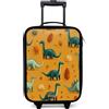 NoBoringSuitcases.com NoBoringSuitcases© Valigia Per Bambini Compatto Bagaglio Ultraleggero | 48x31x19 cm - Trolley A Mano Rigidi LED Ruote Da Viaggio - Ragazzo - Dinosauro - Autunno - Foglie