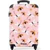 NoBoringSuitcases.com NoBoringSuitcases© Valigia Cabina Bambino Trolley Bambini Da Viaggio | 55x35x20 cm - Bagaglio A Mano Valigie Per Carry On Leggere Aereo Ruote Coccinelle - Libellule - Sfondo rosa