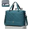 WEPLAN Borsone da Viaggio Bagaglio a Mano 45x36x20 Easyjet Borsa da Cabina | Borsa da Viaggio con Scomparto Scarpe Borsone Palestra Borsa da Weekend Donna Uomo Borsa Parto Ospedale Mamma,C04-Blu Pavone
