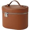 Peosaard Borsa per trucchi in pelle, Borsa per trucchi con cerniera con divisori e maniglia, Organizer cosmetico portatile impermeabile per casa e viaggio, 6, 0×5, 7×3, 1 pollici, Marrone, Cosmetici in pe