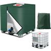 BUCOMTU Coperchio del serbatoio IBC1000L, copertura del contenitore IBC 420D, copertura del serbatoio dell'acqua IBC 1000L-UV Protezione Tarpaulin,(120x100x116 cm) (Verde)