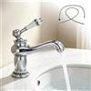 CRENDOF Rubinetto da bagno retrò, rubinetto per lavabo in ottone, rubinetto miscelatore in ottone con valvola in ceramica (argento vintage)
