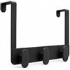 PALUPLUS Appendiabiti da Porta con 3 Ganci in Metallo Nero, Misura 30x20 cm, Attaccapanni Sopra Porta Senza Forare, Appendino Salvaspazio per Vestiti, Borse, Asciugamani e Accessori -4840F -0,4
