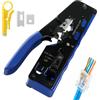 vsshe Pinza Crimpatrice RJ45 di Rete Ethernet, Crimpatrice rj45 Strumento, Connettori RJ45 Passanti di Rete 8P per Cavi di Rete CAT5/CAT5E/CAT6/CAT6A//CAT7 e 6P RJ11, con Taglierina, Blu
