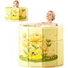 Genrenyen Vasca da bagno rotonda portatile step-in per adulti, senza installazione, 60 cm di lunghezza x 67 cm di altezza, pieghevole, vasca da bagno per box doccia, vasca da bagno pieghevole per