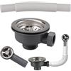 Inodiref Piletta Lavello Cucina, 114 mm Scarico Lavello Cucina | 304 Acciaio Inossidabile, Filtro per Cestello 1½ con 45mm Vite Lunga e Troppopieno