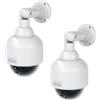 BASI | Set di 2 fotocamere Dome con luce LED lampeggiante | fotocamera Dummy | telecamera di sorveglianza per interni ed esterni protetti | supporto a 360 gradi | bianco | CCTV