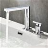 BiaoTeng Rubinetto Lavabo Bagno Cromato 2 Fori Girevole a 360° Caldo e Freddo Ottone Miscelatore Lavabo Bagno Cromato