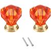 QUARKZMAN 2 Pcs 24 mm Maniglie Cassetto Cristallo Per Armadio Rosso/Oro | Guardaroba, Comò, Maniglie Cristallo