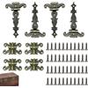 YoneJave Set da 8 Cerniere Antiche, Color Bronzo in 2 Stili con Cerniere Decorative, Cerniera Retrò a T con 44 Viti per Mobili Armadietti Librerie Cassette in Legno Vetrine e Restauro