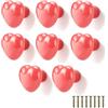 WJUAN 8 Pezzi Pomelli per Cassetti, Rosa, Pomelli Cucina, Design Forma Cuore, Facile Installare, con Viti, Pomelli per Mobili per Toletta, Camera Letto, Bagno, Soggiorno