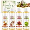 ZKONLY 4x120ml Olio corpo,Set Olio Massaggio idratante:cocco,jojoba e argan,oliva | Olio Massaggio Per pelle secca, leggero per viso, corpo e capelli, nutriente, Set regalo per donne.