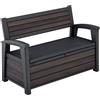 Keter Panchina da Giardino Deco, Finitura Effetto Legno Rosewood, Vano Contenitore, 227L, 133x61x89H cm