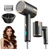 Guyisile Asciugacapelli 2400W, AC, ioni, pieghevole, 3 temp./2 velocità | Asciugacapelli da viaggio con diffusore, anti-crespo & controllo intelligente - leggero, silenzioso & ideale per ricci