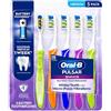 Oral-B Pulsar Spazzolino da denti 3D bianco alimentato a batteria, vibrazioni micropulsive per denti più bianchi e rimozione della placca, setole medie, 5 pezzi (i colori possono variare)