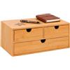 Relaxdays Cassettiera, naturale | In bambù, 3 cassetti, organizer da scrivania, HLP: 13,5 x 33 x 21 cm