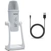 Movo UM700W - Microfono USB da tavolo per computer, microfono da studio con 4 modelli di pickup, microfono da gioco USB per PC, Mac e Android, ideale per la registrazione e lo streaming in podcast